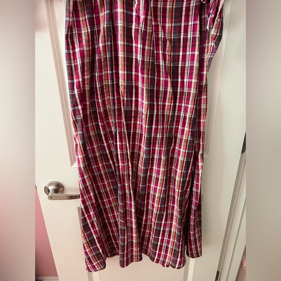 Damson Madder Cassandra Bow Midi Dress size UK 12/ US 8 plaid puff bow sleeves - Picture 5 of 6